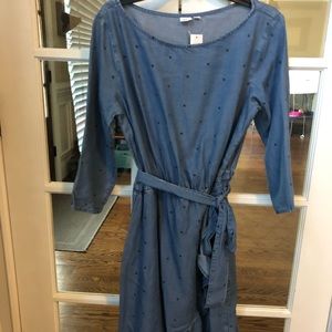 Gap chambray polka dot dress NWT